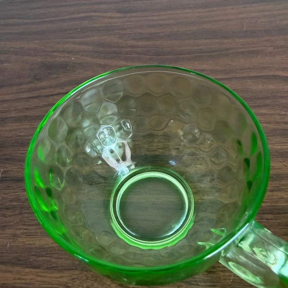 Federal Thumbprint Uranium Coffee Tea Cup Teardrops 1920s Depression 3 pieces